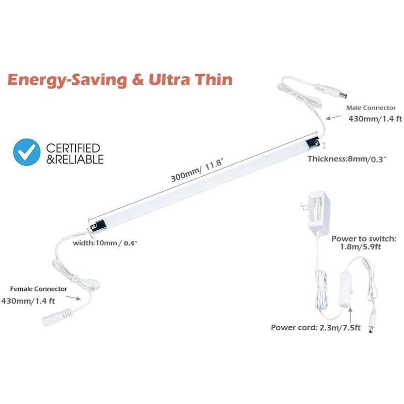 Led Light Strips Kit, (6) 12'' Linkable Light Bars +
