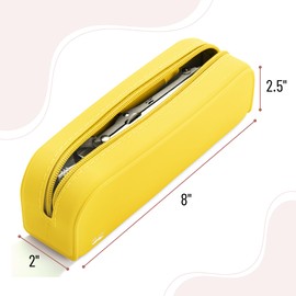 Mr. Pen- Silicone Pencil Case Pouch, Yellow, Aesthetic Multipurpose Design, Aesthetic Pencil Case Small, Silicone Makeup Bag