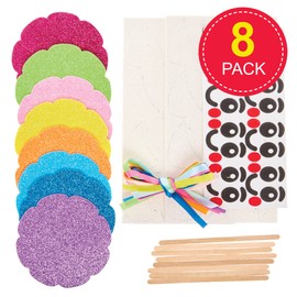 Baker Ross FX703 Lollipop Mix and Match Decoration Kits - Pack of 8, Kids Foam Arts and Craft Kits, Blue,Green,Orange,Pink,Purple