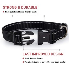 Reflective Dog Collar, Adjustable Nylon Collars with Safety Buckle, Pet Collar for Small, Medium & Large Dogs (XL)