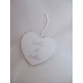 "Mr & Mrs" miniature white hanging plaque