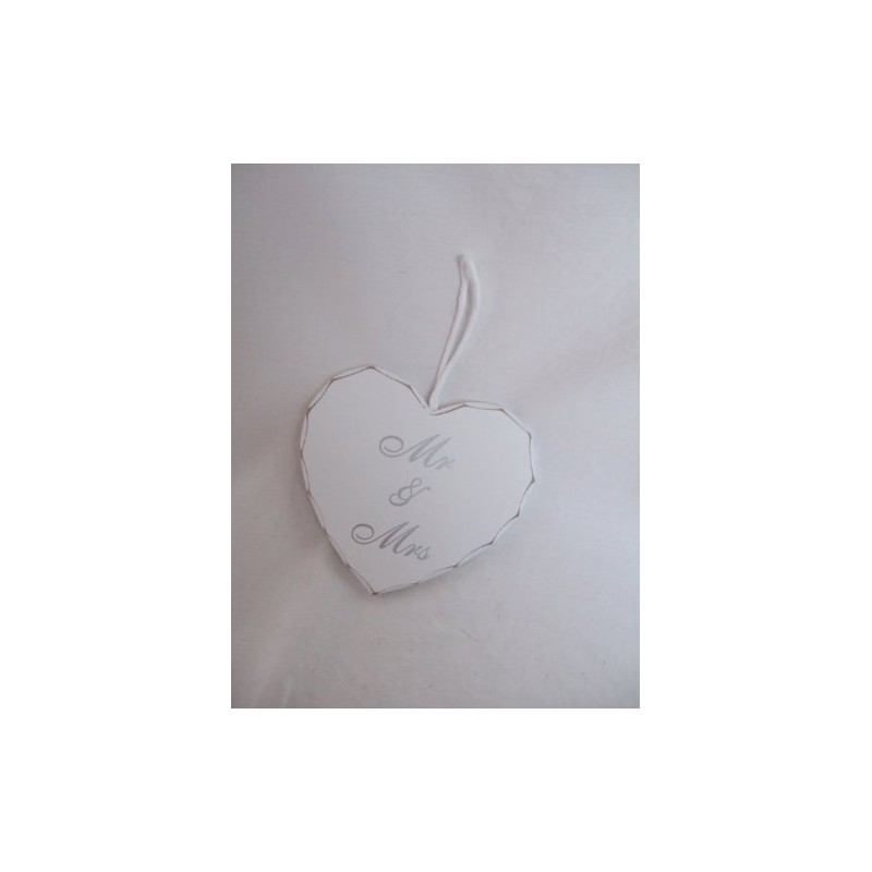 "Mr & Mrs" miniature white hanging plaque