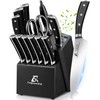 Knife Set, Kitchen Knife Block Sets with Sharpener, 6 Steak