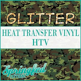 GLITTER CLASSIC GREEN CAMO PATTERN HTV 12"x18" Glitter Army Camouflage Heat Transfer Vinyl HTV for Shirts