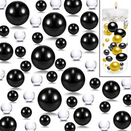 PNJHDZ 10000 Pcs Water Beads and 150 Pcs Pearl Beads for Vases, Black Vase Filler Floating Pearls for Home Table Party Decor Wedding Centerpiece 8/14/20mm