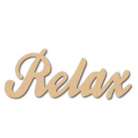 CREATCABIN Laser Cut Wood Sign Wall Art Relax Letter Sign Heart Decorative Wall Sculpture Hanging Decor Unfinished for Housewarming Door Wall Room Decoration 9.9 x 3.9inch