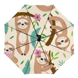 Generic Travel Umbrella Windproof Portable Umbrella, Funny Sloth Folding Umbrella, Waterproof pact Sun & Rain Umbrellas for Women Men Kid,OneSize,YS392
