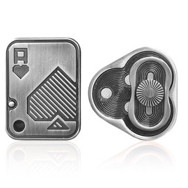 Fidget Toys Adults Pack 2Pcs, Metal Poker Push Card & Triangle Rotation Fidget Slider, EDC Cool Figette Spinner Toys for Adults Relieve Stress Anxiety ADHD (Silver)