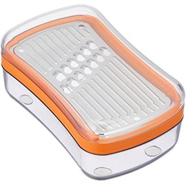 Shimomura Kogyo FV-664 Full Veggie Palm Julienne Shredder, Made in Japan (Tsubamesanjo, Niigata), Clear/Orange