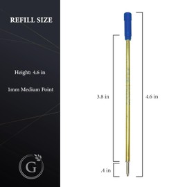 Garland Universal #1 Cross Compatible Ballpoint Pen Refill, USA Made, Archival Ink, 1.0mm Medium Point, Smooth Writing, 5 Pack (Blue)