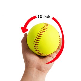 ABAJI Softball 4 Pack Blank Ball PU Surface Cork Core Suitable for Bat Heavy Duty Slowpitch Sports Youth Boy and Girl Practice Training