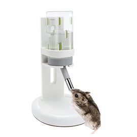Wontee Botella de agua para hámster con soporte para hámster enano, hámster sirio, ratones, jerbos, ratas (4 onzas, blanco)