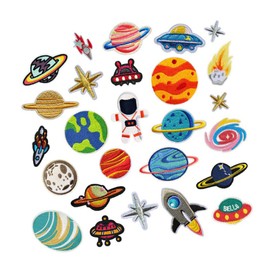 26Pcs Embroidered Applique Iron On Sew Patches Planet Blue Earth Astronaut Patterns for DIY Jeans Jacket Kid's Clothing Bag