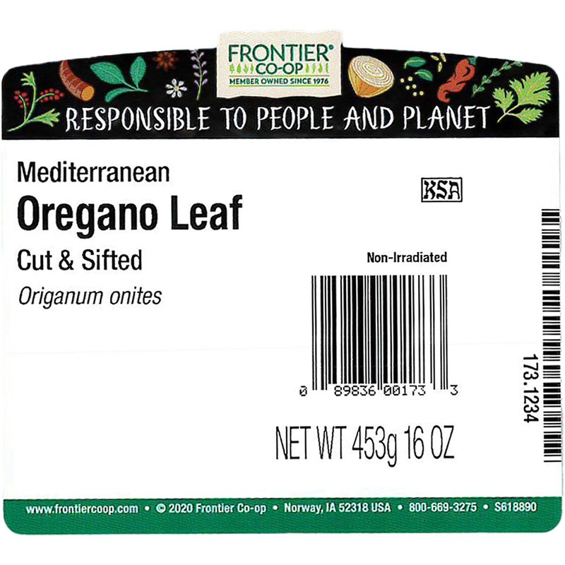 Frontier Co-op Mediterranean Fancy Oregano Leaf, 1-Pound Bulk, Great On