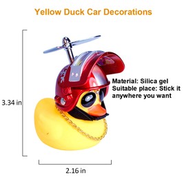 wonuu Rubber Duck Car Ornaments Yellow Duck Car Dashboard Decorations with Propeller Helmet