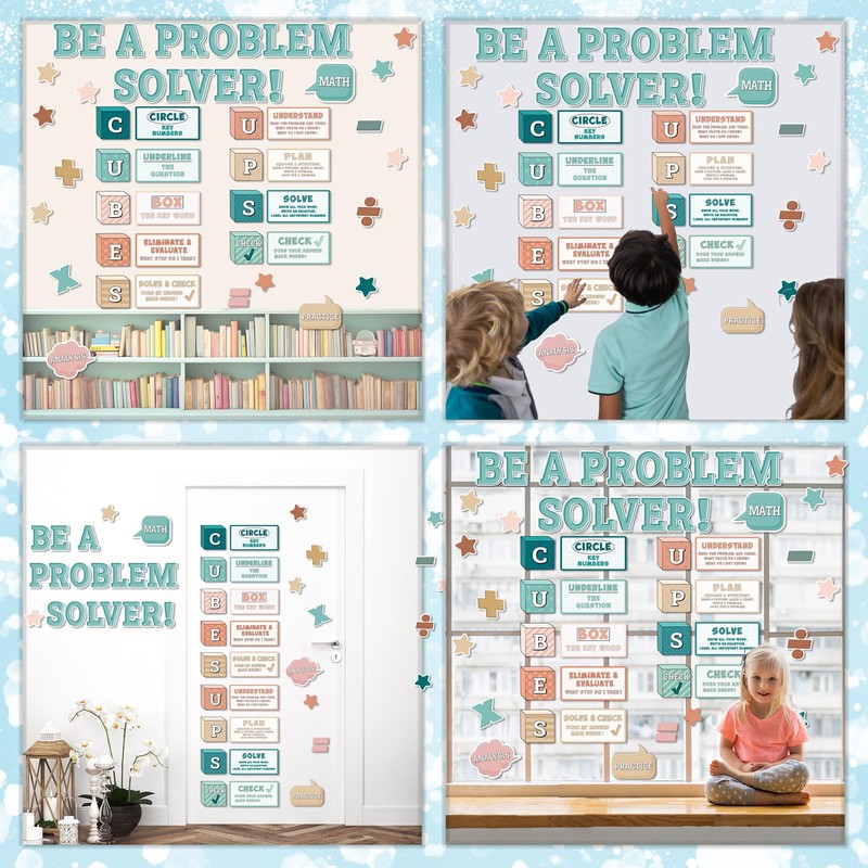 Math Bulletin Board Decorations - 57pcs Cubes and Ups Math