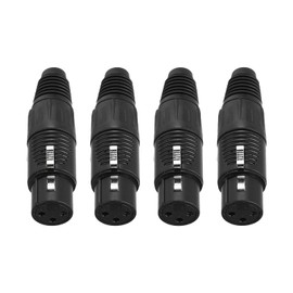 MECCANIXITY 4pcs 3 Pin XLR Female Connector, Microphone Audio Cable Plug Mic Socket Accessories for Mixer, Power Amplifier, Pure Black-2.76 Inch