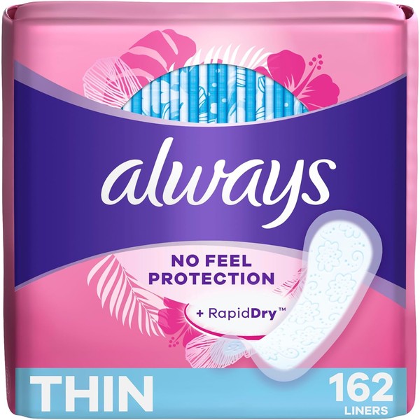 Always Thin Daily Panty Liners for Women, Light Absorbency, Unscented,