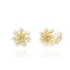 YOQUCOL Flower Snowflake Shape Zirconia Crystal Shells Golden Clip On