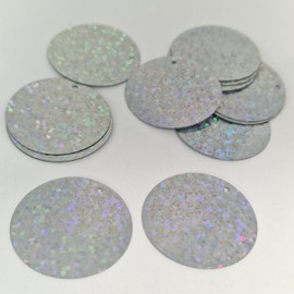 MajorCrafts 30mm 30g 130pcs Holographic Large Round PVC Sequins (Silver)