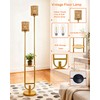 Lightdot 63IN Gold Floor Lamp with 2 Rattan Shades Mid