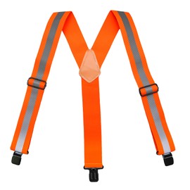 Work Suspenders|Reflective Suspenders Safety Hi Viz Suspenders with Orange 2" Wide Adjustable Webbing and Elastic Braces X Shape with Very Strong Clips - Heavy Duty Suspenders(Hi Viz Orange)