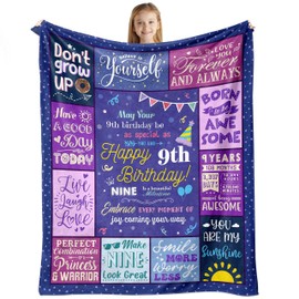 Birthday Gifts for 9 Year Old Girl, 9 yr old girl gift ideas, 9th Birthday Gifts/Decorations for Girls, Birthday Gifts for Girls Age 9, Presents for 9/Nine Year Old Girls Throw Blanket 60x50 Inch