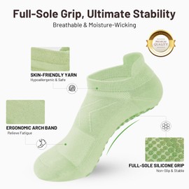 7 Pairs Pilates Socks with Grips for Women- Non Slip, Ankle Yoga Socks for Yoga, Pilates, Ballet & Barre Workouts; Breathable, Aromatic, Anti-Blister– Perfect Athletic Gifts for Gym & Hospital Use