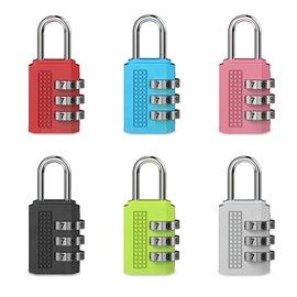 Udbrud Combination Lock, Pack of 6 3 Digit Combination Lock, Resettable Small Padlock, Combination Lock, Suitcase Lock for Suitcases, Lockers, Backpacks, Diaries