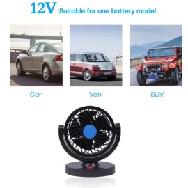 Unbranded 12V Powerful Quiet Car Fan USB Plug 360° Rotatable Cooling Fan