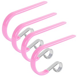 DINGEE Vinyl Coated Stocking Hooks,Non Slip Christmas Stocking Holder for Mantle Set of 4 Pack, Metal Stocking Hanger with Rubber Coated Stocking Hooks for Christmas Party Decorations (Pink)
