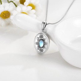 DAYLINLOVE Moonstone Locket Necklace 925 Sterling Silver Photo Locket Pendant that Holds Pictures Moonstone Jewelry Gifts for Women Wife Girlfriend Mothers Day Gifts