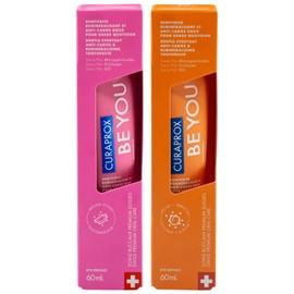Curaprox Be You Teeth Whitening Toothpaste - Gentle Low Fluoride Toothpaste - 2-Pack (Watermelon & Peach-Apricot) 2x60ml