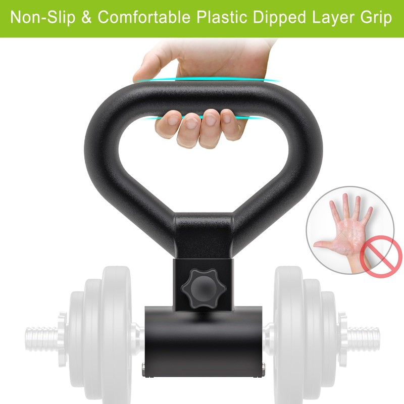 SELEWARE Versatile Steel Dumbbell to Kettlebell Converter Handle, Non-Slip Ergonomic