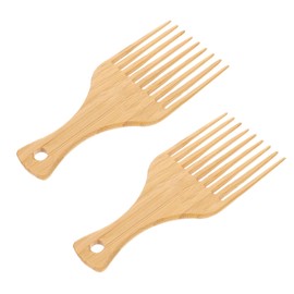 Ipetboom 2Pieces Wooden Hair Pick Comb, Oil Combs Multi-function Pick Combs Wide-tooth Combs for Hairdresser