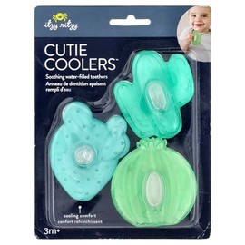 Itzy Ritzy Mordedores llenos de agua; juego de 3 mordedores de agua de cactus, enfriadores Cutie tienen textura en ambos lados para masajear las encía