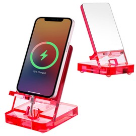 JxgZanthous Removable Acrylic Desktop Cell Phone Holder with Flat Mirror (Pink)