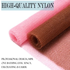 African Exfoliating Net,JASSINS African Sponge Net,Body Exfoliating Long Net Shower Body Scrubber Back Scrubber Skin Smoother（Black+Coffee+Pink）