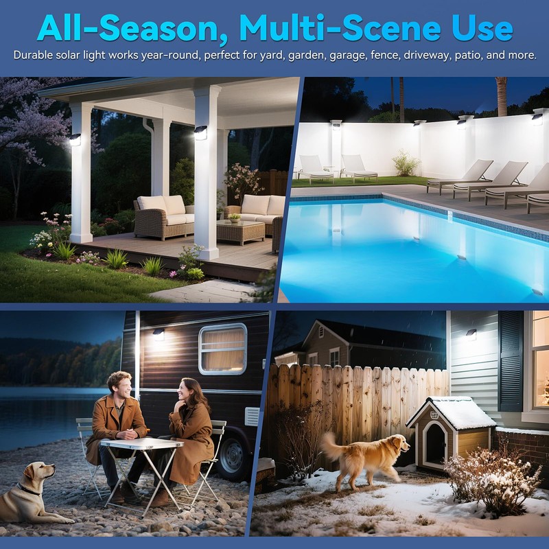 CLAONER Solar Lights Outdoor, [128 LED/6 Packs] Solar Motion Sensor