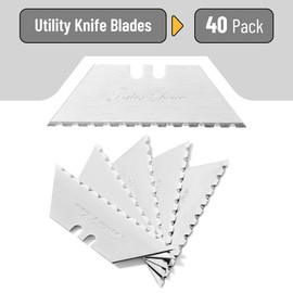 Bates Utility Knife Blades - Serrated Edge, 40 Pack - Box Cutter & Razor Blades Replacement - Refills for Box Cutters