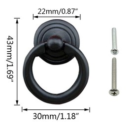 LC LICTOP Ring Pull Handle Knobs, 1.18 Inch Diameter, Zinc Alloy Single Hole Drawer Pulls for Cabinet Dresser Hardware Kitchen Cupboard with Bolts, 10 Pcs Black