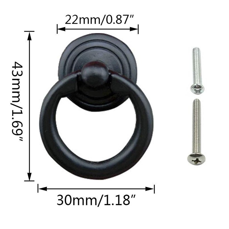 LC LICTOP Ring Pull Handle Knobs, 1.18 Inch Diameter, Zinc