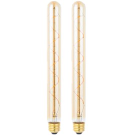 Beonllay T300/T10 Long Tubular Light Bulb,40 Watt Equivalent E26 Base Amber Vintage Edison Bulb 4W Dimmable Tubular Antique Style Decorative LED Filament Light Bulb, 2700K Warm White,11.8 Inch, 2 Pack