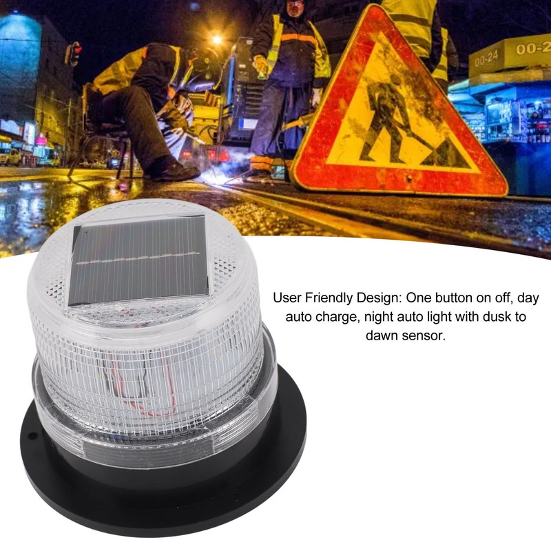 Solar Strobe Warning Safety Flashing Light Waterproof LED Emergency Warning