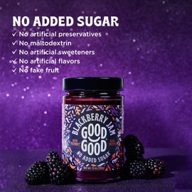 GOOD GOOD No Added Sugar Blackberry Jam - Low Calorie & Low Carb - Keto Friendly Jelly - Vegan - Gluten Free - Preserves - 12 Ounce (Pack of 1)