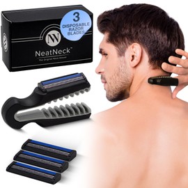 Precision Neck Shaver for Men and Women - Compact & Comfortable Grip with 3 Disposables Razor Blades - Smooth Shave for Harry Necks - Portable Design, Up to 30 Uses - Helps Sensitive Skin