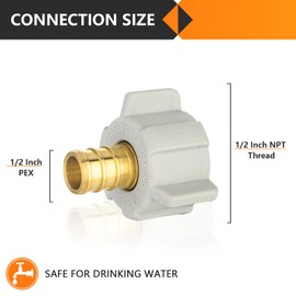 25-Pack HeSun PEX Fittings, 1/2" Pex x 1/2" Female NPT Swivel Adapter, Brass Crimp Fitting for ASTM F1807(PEX1807202-25)
