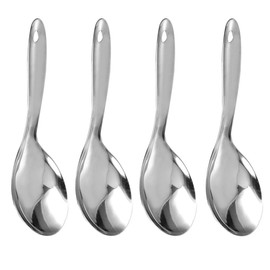 Ciieeo 4pcs Rice Paddle Spoon Stainless Steel Rice Scooper Non- Stick Food Serving Spoon Kitchen Rice Scoop Metal Cooking Utensil for Sticky Rice Maker Silver