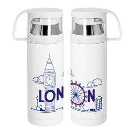Stainless Steel Thermos Flask with Integrated Cup - London London England Luxe Style - 350ml - Thermos Flask