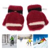 USB Heated Gloves Half Fingerless Flip Burgundy Double Sided Knit